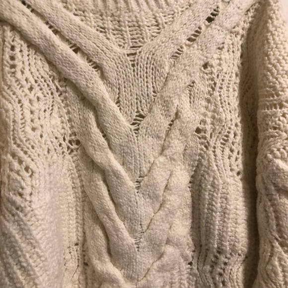 I R O PARIS Winter White Chunky Cable Knit Drop shoulder Sweater XL Wool/Alpaca - Picture 2 of 10